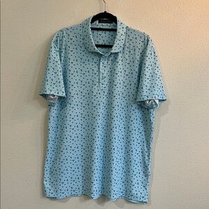 G/Fore Aye Poppy Tech Jersey Golf Polo Shirt Blue/Floral Men's Size XL